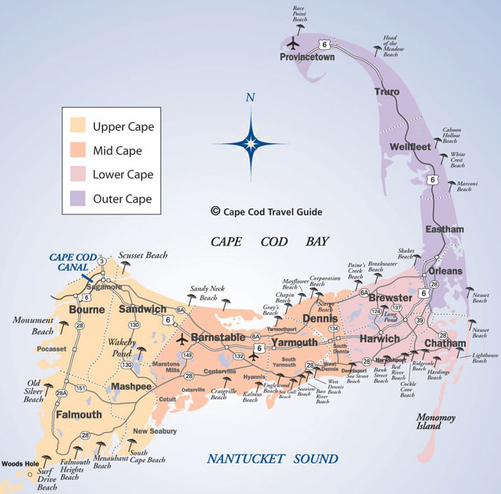 Cape Cod Lighthouses Map